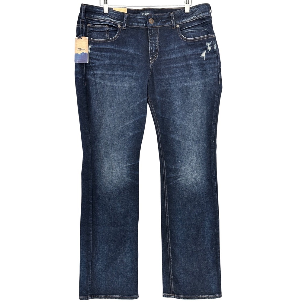 Silver Jeans Co Elyse Slim Boot Indigo Mid Rise Curvy Jeans SZ 16 L 33 NWT NEW